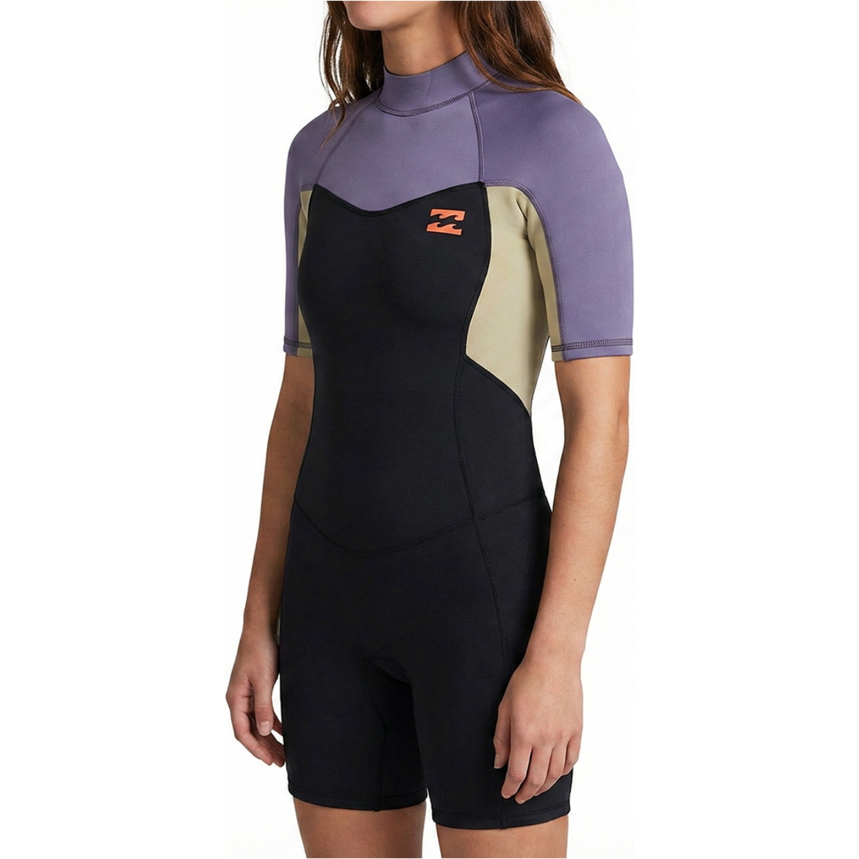 2026 Billabong Frauen Synergy 2mm Rückenreißverschluss Shorty Neoprenanzug ABJW500116 - Grey Violet